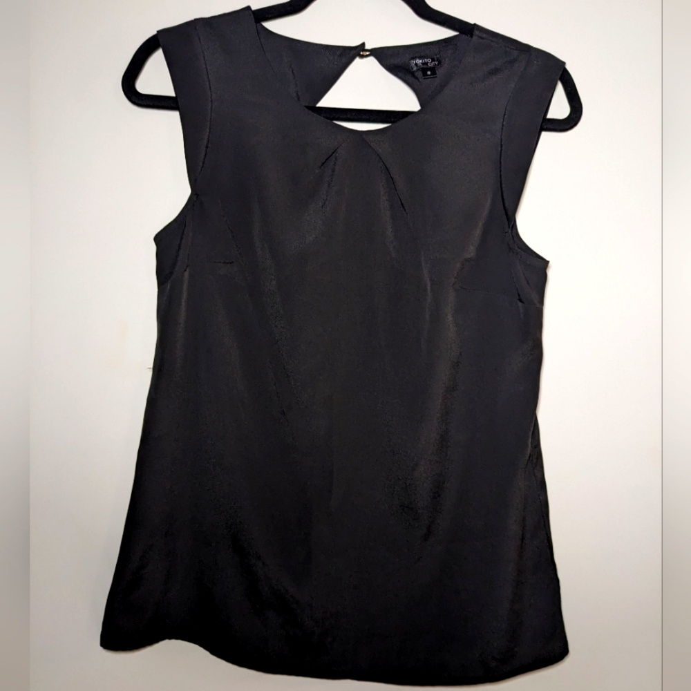 Tokito black slight sheer blouse with back top button (US 4)